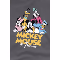Disney Mens Mickey Mouse Friends T-Shirt - S, Charcoal