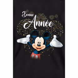 Disney Unisex Adult French Mickey Mouse Fireworks New Year Sweatshirt - L, Black