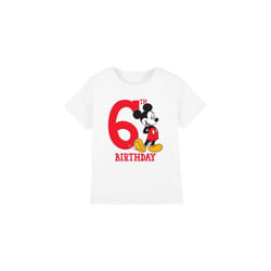 Disney Childrens/Kids Mickey Mouse 6th Birthday T-Shirt - 9-10 Years, White