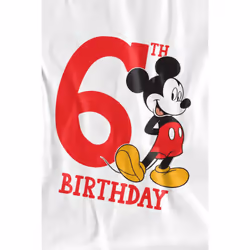 Disney Childrens/Kids Mickey Mouse 6th Birthday T-Shirt - 9-10 Years, White