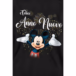 Disney Unisex Adult Italian Mickey Mouse Fireworks New Year Sweatshirt - XXL, Black