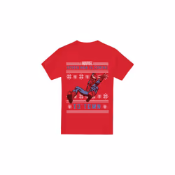 Spider-Man Mens Christmas Sweater T-Shirt - XXL, Red