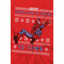 Spider-Man Mens Christmas Sweater T-Shirt - XXL, Red