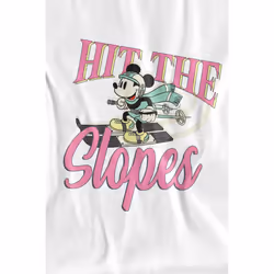 Disney Mens Hit The Slopes Mickey Mouse T-Shirt - XL, White