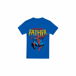 Spider-Man Mens Amazing Dad Fathers Day T-Shirt - S, Royal Blue
