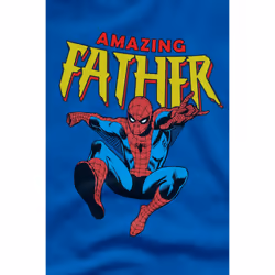Spider-Man Mens Amazing Dad Fathers Day T-Shirt - S, Royal Blue