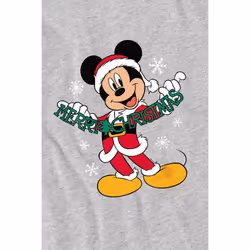 Disney Mens Merry Christmas Mickey Mouse T-Shirt - XXL, Sport Heather