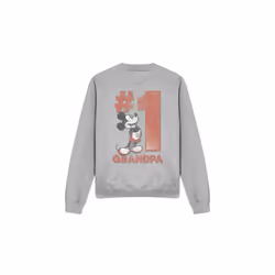 Disney Unisex Adult Number 1 Grandpa Mickey Mouse Sweatshirt - XL, Sport Heather
