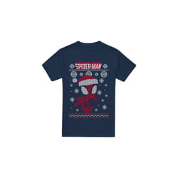 Spider-Man Mens Snowflake Christmas Sweater T-Shirt - XL, Navy