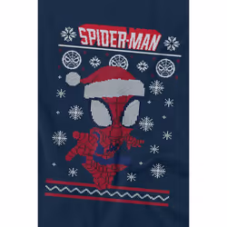 Spider-Man Mens Snowflake Christmas Sweater T-Shirt - XL, Navy