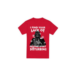 Star Wars Mens Lack Of Spirit Darth Vader Christmas T-Shirt - XL, Red