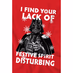 Star Wars Mens Lack Of Spirit Darth Vader Christmas T-Shirt - XL, Red