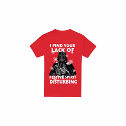 Star Wars Mens Lack Of Spirit Darth Vader Christmas T-Shirt - L, Red