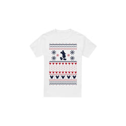 Disney Mens Mickey Mouse Christmas Sweater T-Shirt - M, White