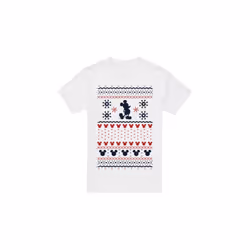 Disney Mens Mickey Mouse Christmas Sweater T-Shirt - L, White
