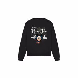 Disney Unisex Adult German Mickey Mouse Fireworks New Year Sweatshirt - L, Black