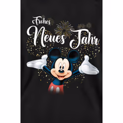 Disney Unisex Adult German Mickey Mouse Fireworks New Year Sweatshirt - XL, Black