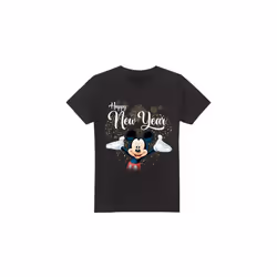 Disney Mens Mickey Mouse New Year T-Shirt - L, Black