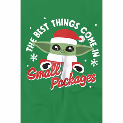 Star Wars: The Mandalorian Mens Grogu Snowflake T-Shirt - XXL, Kelly Green