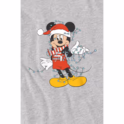Disney Mens Mickey Mouse Christmas Lights T-Shirt - XL, Sport Heather