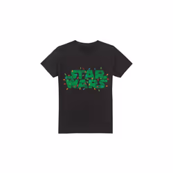 Star Wars Mens Christmas Lights Logo T-Shirt - L, Black