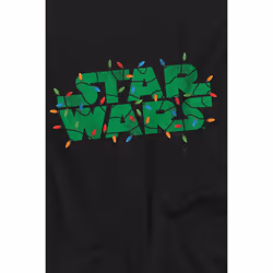Star Wars Mens Christmas Lights Logo T-Shirt - L, Black