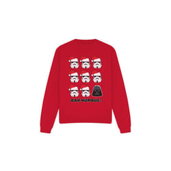 Star Wars Unisex Adult Bah Humbug Stormtrooper Darth Vader Sweatshirt - L, Red