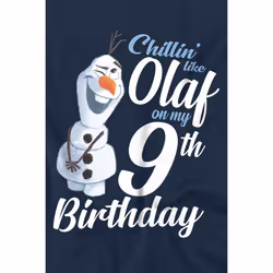 Frozen Childrens/Kids Chillin Like Olaf 9th Birthday T-Shirt - 5-6 Years, Navy