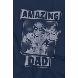 Spider-Man Mens Amazing Dad Mono Fathers Day T-Shirt - XXL, Navy