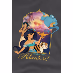 Aladdin Childrens/Kids Are Ready For Adventure Jasmine Abu Rajah Genie T-Shirt - 9-10 Years, Charcoal