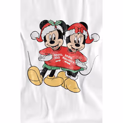 Disney Mens Mickey & Minnie Mouse Christmas Sweater T-Shirt - M, White