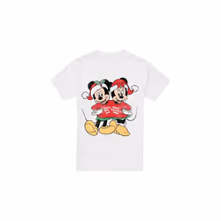 Disney Mens Mickey & Minnie Mouse Christmas Sweater T-Shirt - S, White