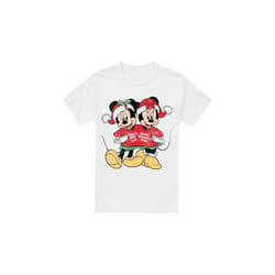 Disney Mens Mickey & Minnie Mouse Christmas Sweater T-Shirt - S, White