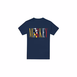 Disney Mens Mickey Mouse Multicolour Name T-Shirt - L, Navy