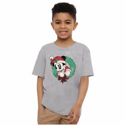 Disney Childrens/Kids Mickey Mouse Vintage Wreath Christmas T-Shirt - 7-8 Years, Sport Heather