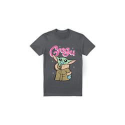 Star Wars: The Mandalorian Mens Grogu Bubble T-Shirt - L, Charcoal