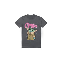 Star Wars: The Mandalorian Mens Grogu Bubble T-Shirt - M, Charcoal