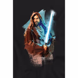 Star Wars Mens Obi Wan Kenobi Painted T-Shirt - XL, Black