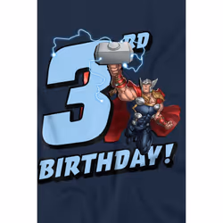 Thor Childrens/Kids 3rd Birthday T-Shirt - 3-4 Years, Navy