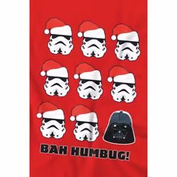 Star Wars Mens Bah Humbug Stormtrooper Darth Vader T-Shirt - 3XL, Red