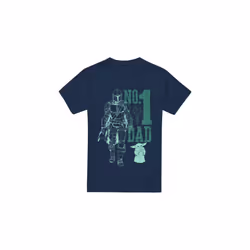 Star Wars: The Mandalorian Mens No. 1 Dad Mando T-Shirt - S, Navy