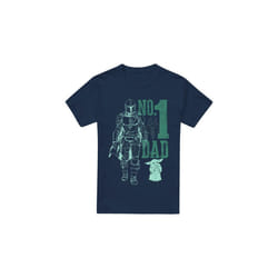 Star Wars: The Mandalorian Mens No. 1 Dad Mando T-Shirt - S, Navy