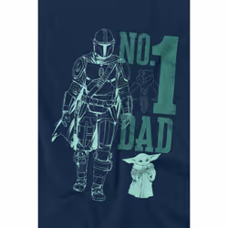 Star Wars: The Mandalorian Mens No. 1 Dad Mando T-Shirt - S, Navy