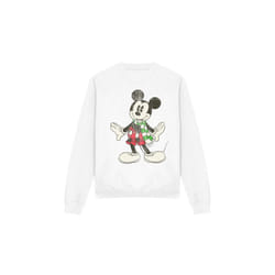 Disney Unisex Adult Mickey Mouse Retro Scarf Christmas Sweatshirt - S, White