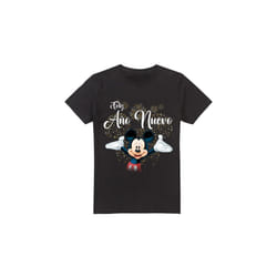 Disney Mens Spanish Mickey Mouse Fireworks New Year T-Shirt - L, Black