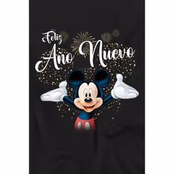 Disney Mens Spanish Mickey Mouse Fireworks New Year T-Shirt - 3XL, Black