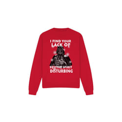 Star Wars Unisex Adult Lack Of Spirit Darth Vader Christmas Sweatshirt - XXL, Red