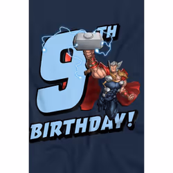 Thor Childrens/Kids 9th Birthday T-Shirt - 7-8 Years, Navy