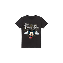Disney Mens German Mickey Mouse Fireworks New Year T-Shirt - XXL, Black