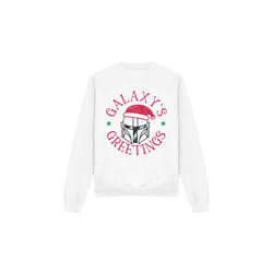 Star Wars: The Mandalorian Unisex Adult Galaxy's Greeting Sweatshirt - M, White